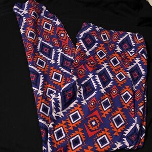 LuLaRoe Geometric Patterned Leggings - Blue, Red, White